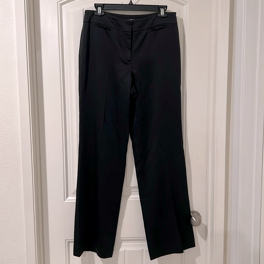 Ann Taylor MARGO FIT Wide Straight Leg Pants Black Fully Lined, Size 8